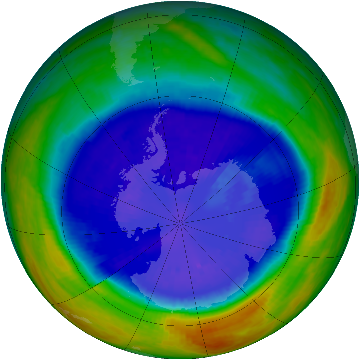 Antarctic ozone map for 10 September 2003